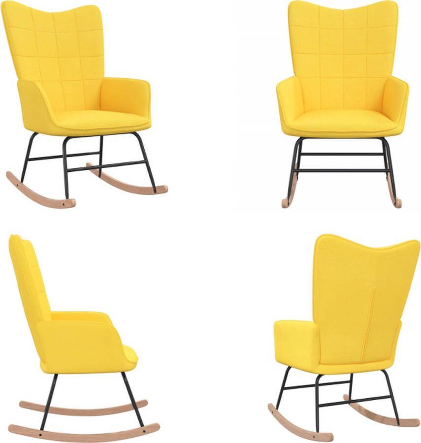 VidaXL Schommelstoel stof mosterdgeel Schommelstoel Schommelstoelen Schommel Stoel Schommel Stoelen