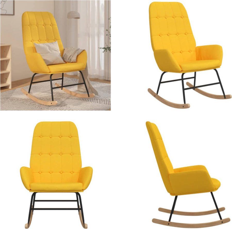 VidaXL Schommelstoel stof mosterdgeel Schommelstoel Schommelstoelen Stoel Zetel