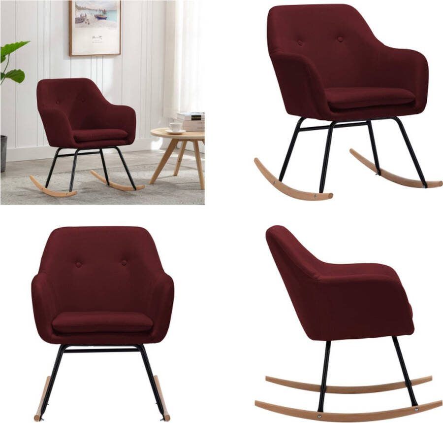 VidaXL Schommelstoel stof wijnrood Schommelstoel Schommelstoelen Schommelende Stoel Schommelende Stoelen