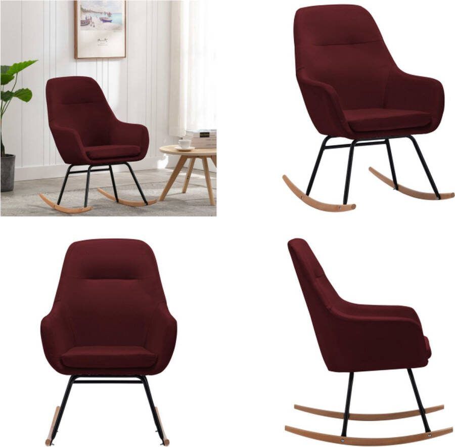VidaXL Schommelstoel stof wijnrood Schommelstoel Schommelstoelen Schommelende Stoel Schommelende Stoelen