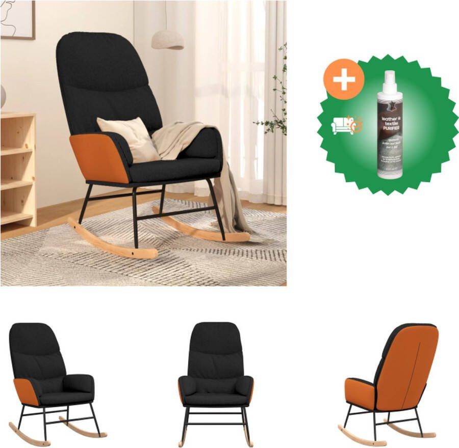 VidaXL Schommelstoel Brooklyn Stoelen 70 x 79 x 105 cm Zwart Schommelstoel Inclusief Reiniger
