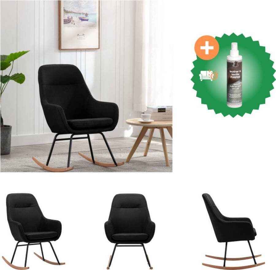 VidaXL Schommelstoel Loungestoel 61 x 80.5 x 89 cm Zwart Schommelstoel Inclusief Reiniger