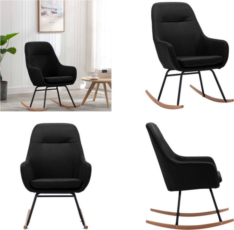 VidaXL Schommelstoel stof zwart Schommelstoel Schommelstoelen Schommelende Stoel Schommelende Stoelen