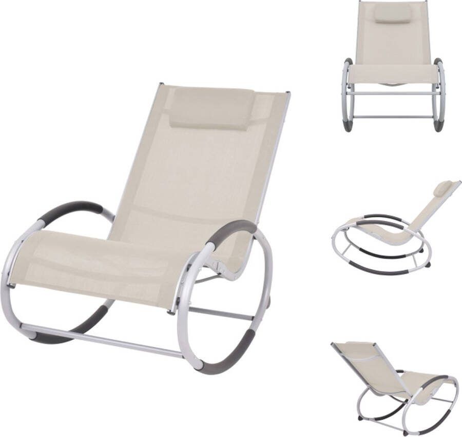 VidaXL Schommelstoel Tuinstoel 62x122x82 cm Crème en grijs Textileen stof aluminium ijzer Tuinstoel