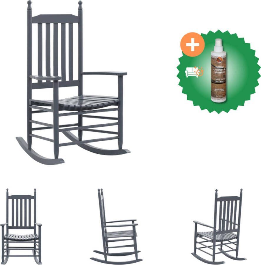 VidaXL Schommelstoel Vintage Grijs Massief Hardhout 60.5 x 82 x 114 cm Tuinstoel Inclusief Houtreiniger en verfrisser
