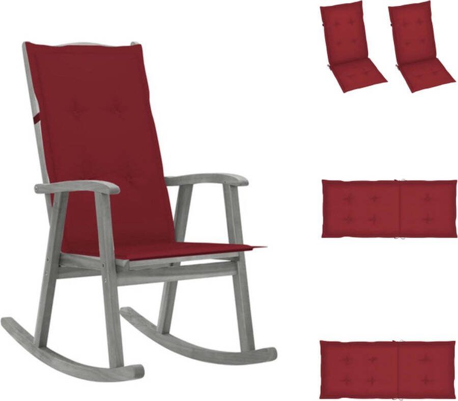 VidaXL Schommelstoel Vintage Massief Acaciahout 57 x 100 x 117 cm Waterdicht Kussen Greywash Tuinstoel