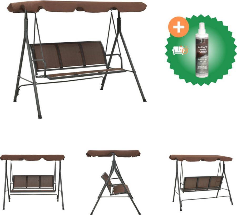 VidaXL Schommelstoel voor in de tuin (koffie) Schommelbank Inclusief Reiniger