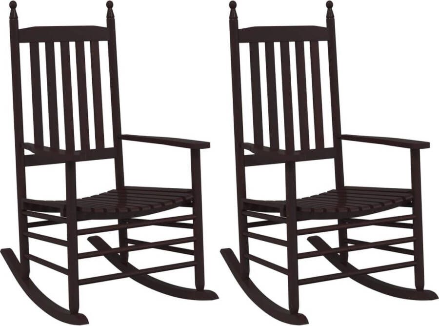 VidaXL Schommelstoelen met gebogen zitting 2 st populierenhout bruin