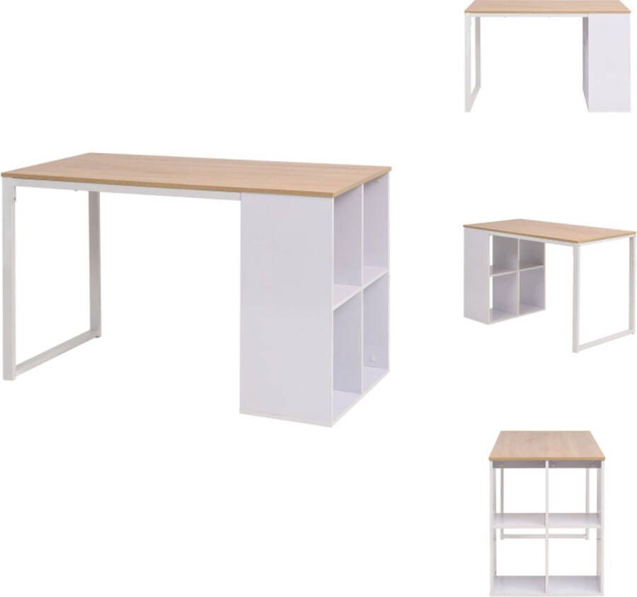 VidaXL Schrijftafel Modern Bewerkt hout 120 x 60 x 75 cm Eiken wit Met 4 opbergvakken Bureau