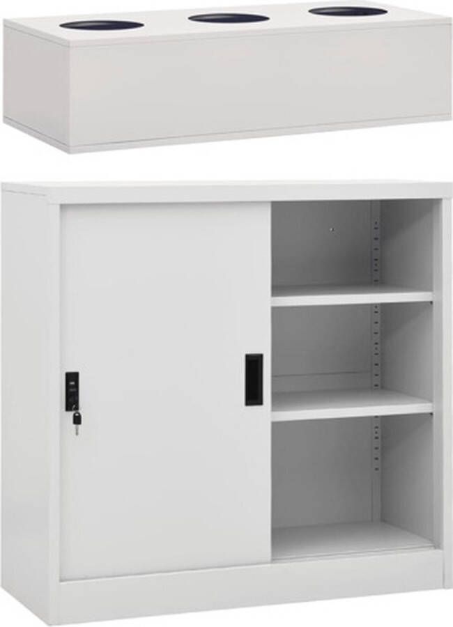 VidaXL 3095264 Sliding Door Cabinet with Planter Box Light Grey Steel(336426+335951 )
