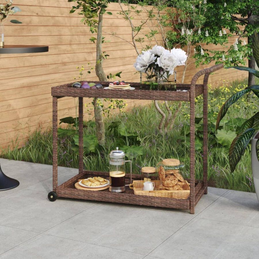VidaXL -Serveerwagen-100x45x83-cm-poly-rattan-bruin
