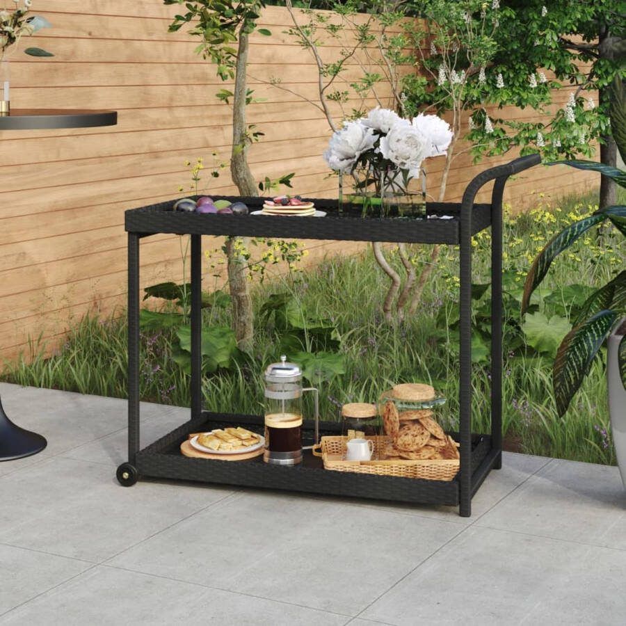 VidaXL -Serveerwagen-100x45x83-cm-poly-rattan-zwart