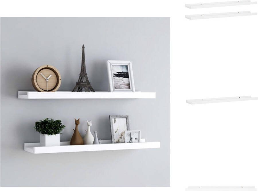 VidaXL Set Fotoplanken Stijlvol Wanddecoratie Afmetingen- 80 x 9 x 3 cm Kleur- wit Materiaal- MDF Wandsteun