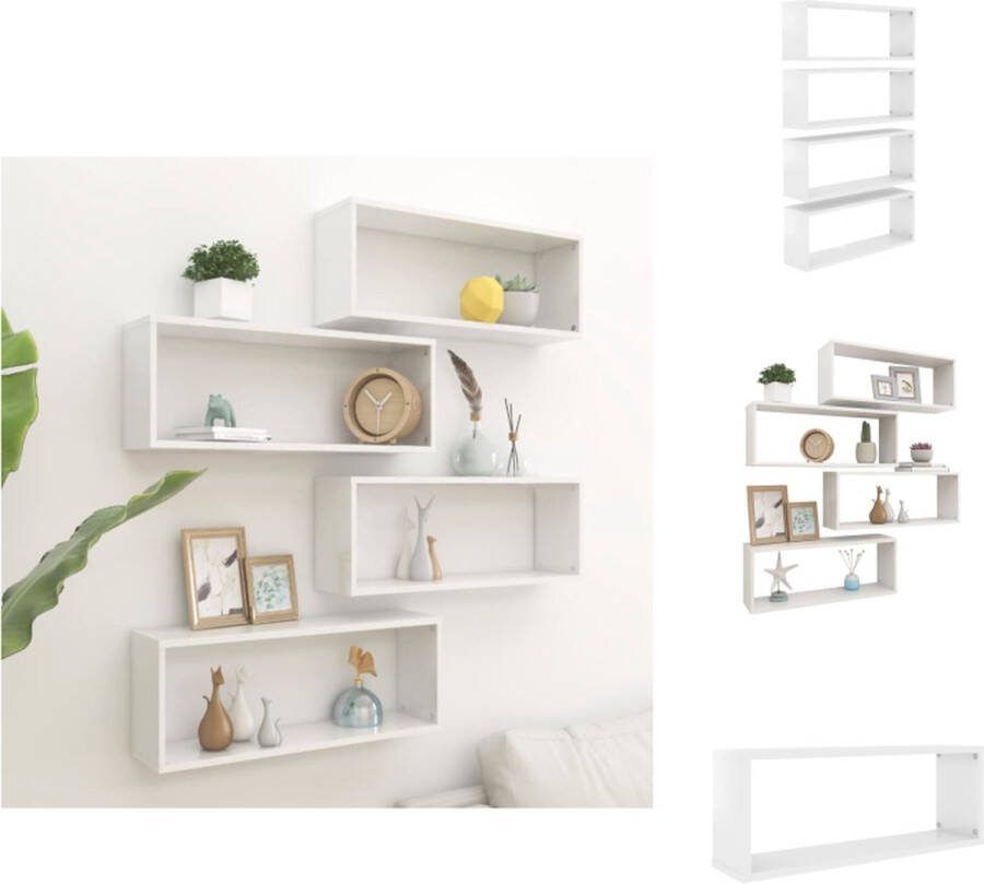 VidaXL Set Wandplanken Hoogglans wit 60 x 15 x 23 cm (L x B x H) Stevig en stabiel Wandsteun