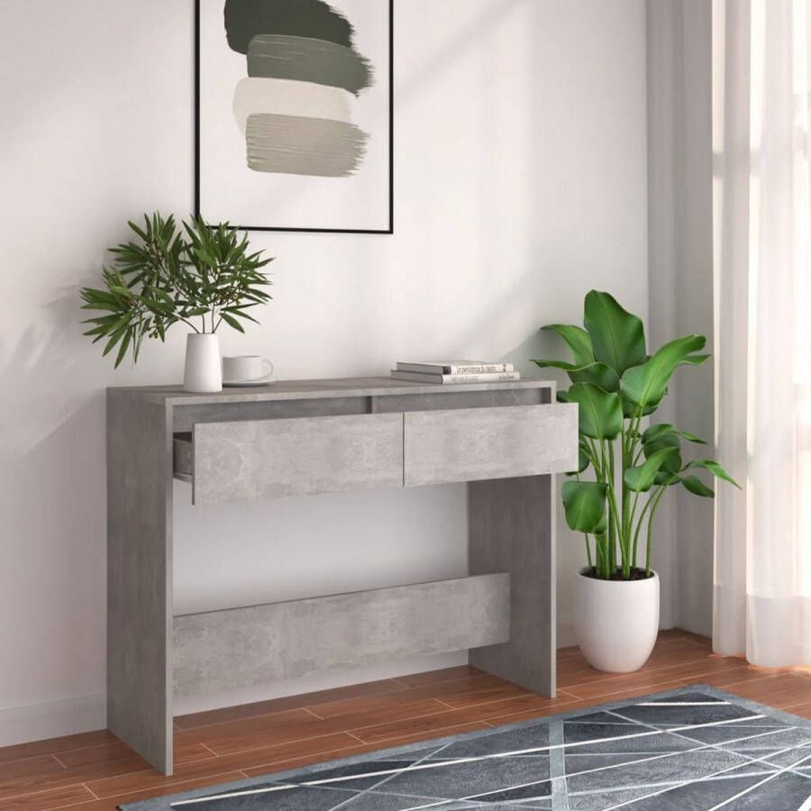 VidaXL Sidetable 100x35x76 5 cm betongrijs spaanplaat