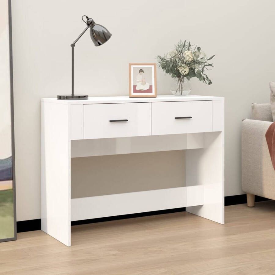 VidaXL Sidetable 100x39x75 cm spaanplaat hoogglans wit