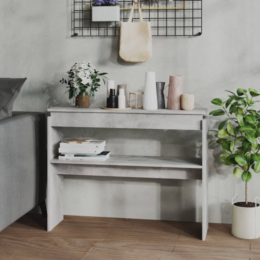 VidaXL Sidetable 102x30x80 cm spaanplaat betongrijs