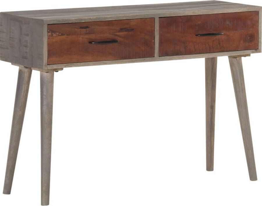 VidaXL Sidetable 110x35x75 cm grijs massief ruw mangohout