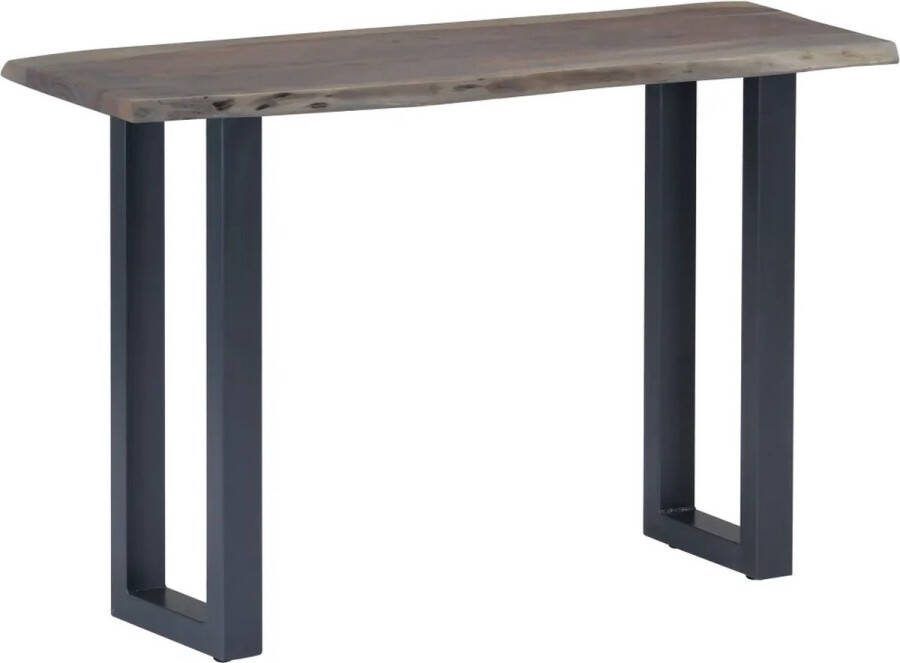 VidaXL Sidetable 115x35x76 cm grijs massief acaciahout en ijzer