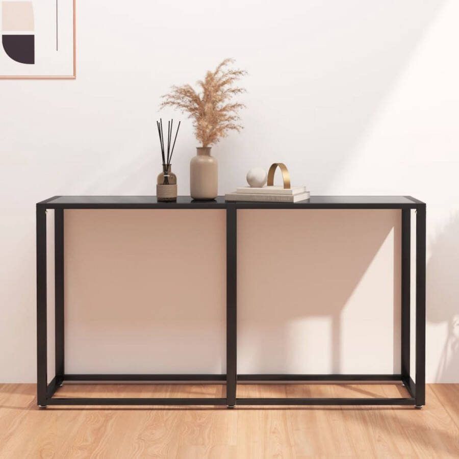VidaXL Sidetable 140x35x75 5 cm gehard glas zwart