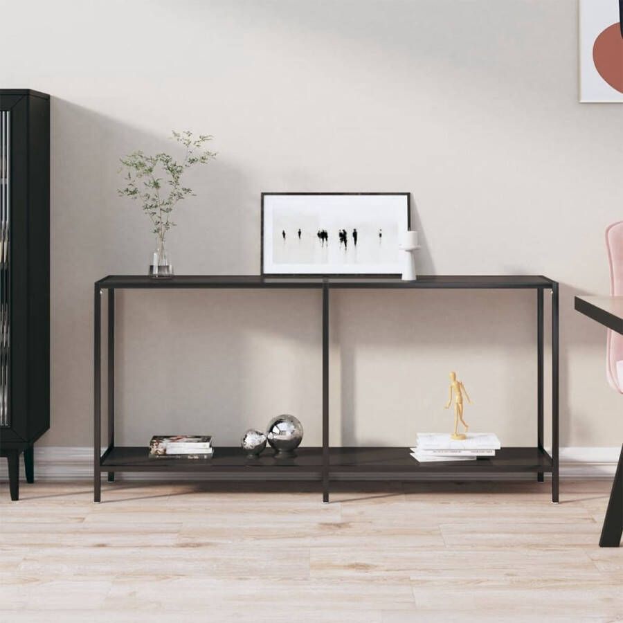 VidaXL Sidetable 160x35x75 5 cm gehard glas zwart