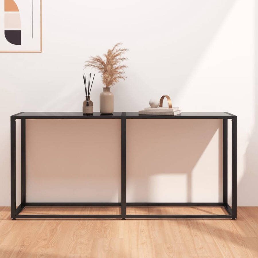 VidaXL Sidetable 160x35x75 5cm gehard glas zwart