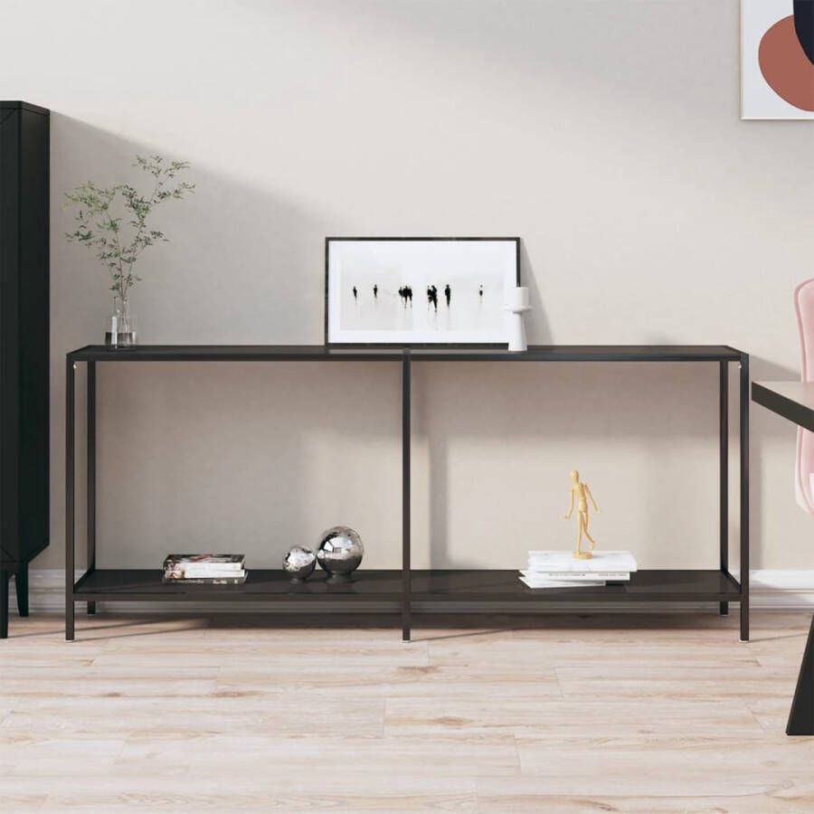 VidaXL Sidetable 180x35x75 5 cm gehard glas zwart