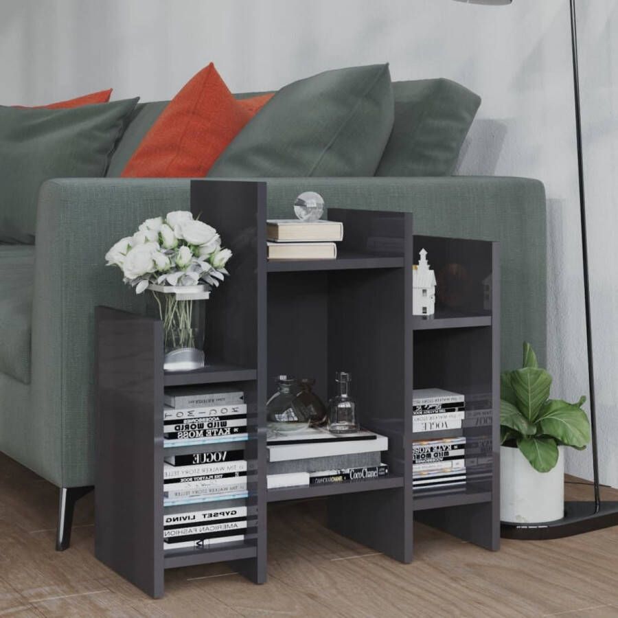 VidaXL Sidetable 60x26x60 cm spaanplaat hoogglans grijs