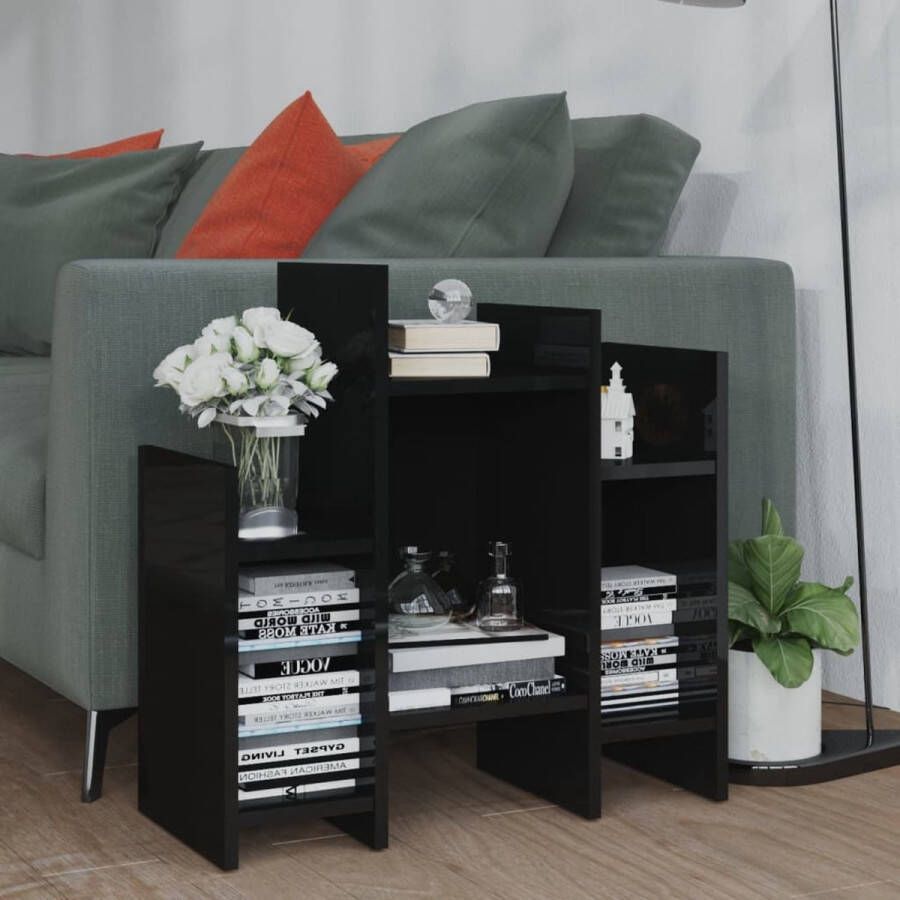 VidaXL Sidetable 60x26x60 cm spaanplaat hoogglans zwart