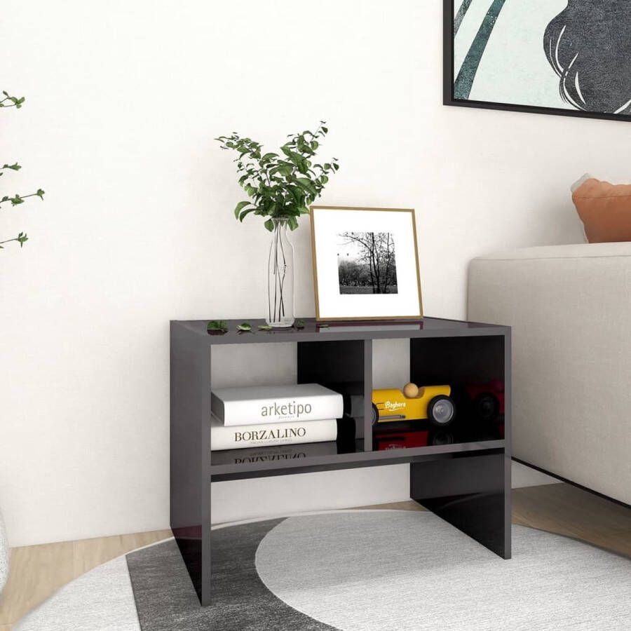 VidaXL Sidetable 60x40x45 cm spaanplaat hoogglans grijs