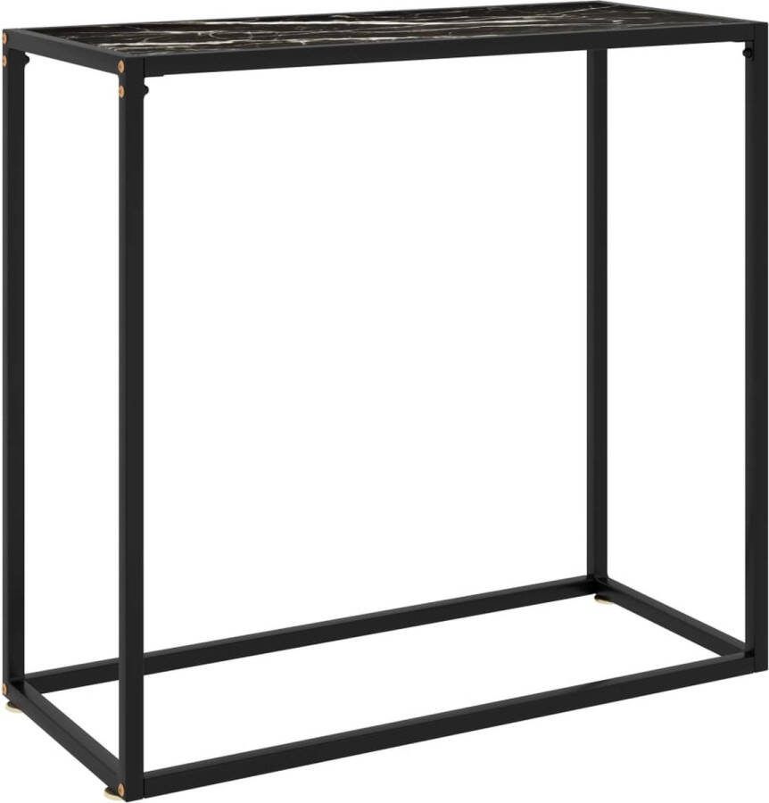 VidaXL Sidetable 80x35x75 cm gehard glas zwart
