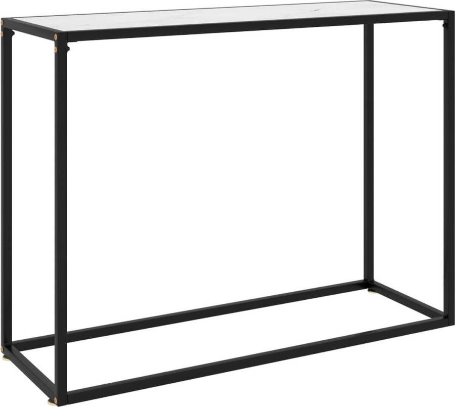 VidaXL Sidetable design 100x35x75 cm gehard glas witte marmer look