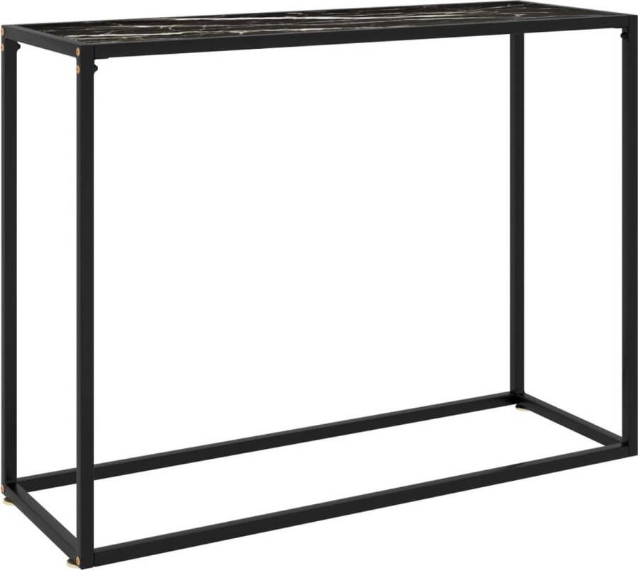 VidaXL Sidetable design 100x35x75 cm gehard glas zwarte marmer look