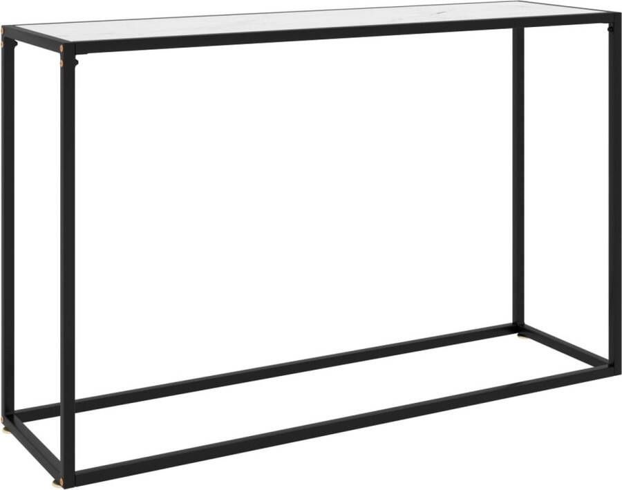 VidaXL Sidetable design 120x35x75 cm gehard glas witte marmer look