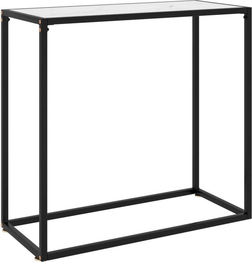 VidaXL Sidetable design 80x35x75 cm gehard glas witte marmer look