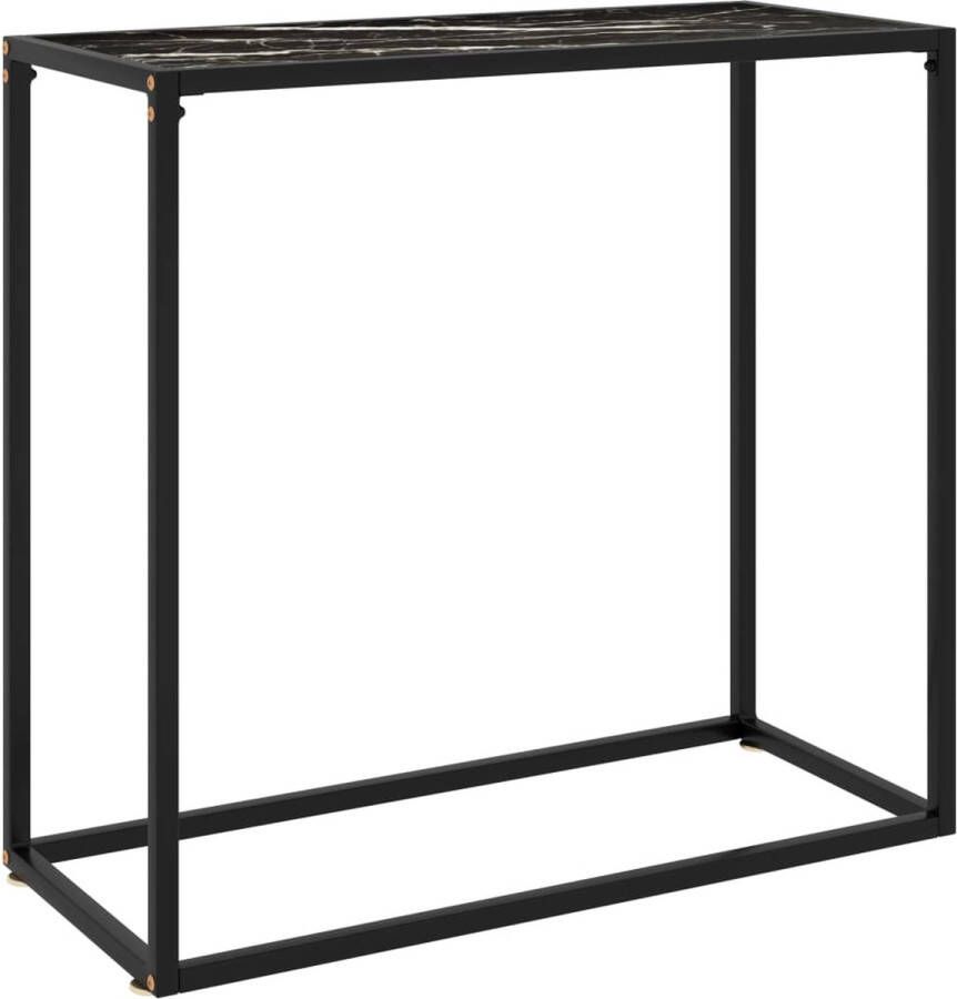 VidaXL Sidetable design 80x35x75 cm gehard glas zwarte marmer look