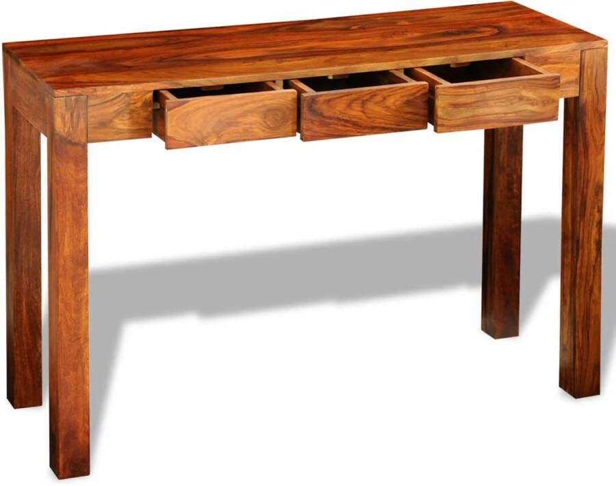 VidaXL Sidetable met 3 lades 80 cm massief sheeshamhout