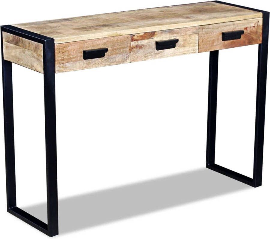 VidaXL Sidetable met 3 lades massief mangohout 110x35x78 cm
