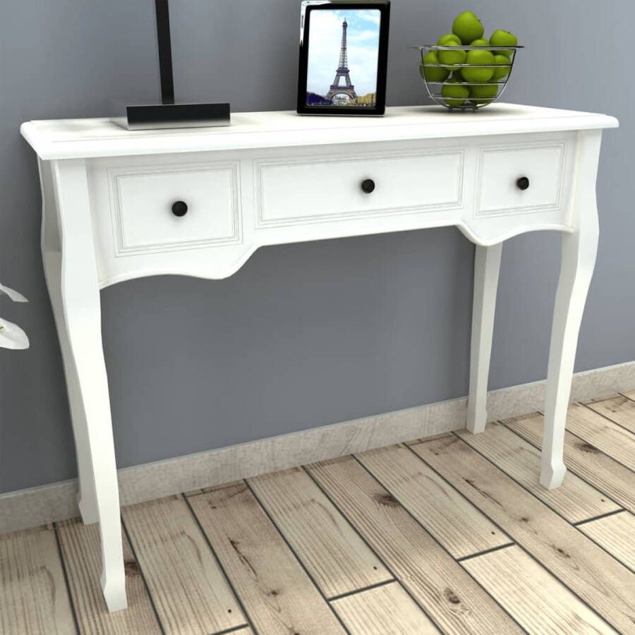 VidaXL Sidetable met drie lades 100x35x78 cm wit