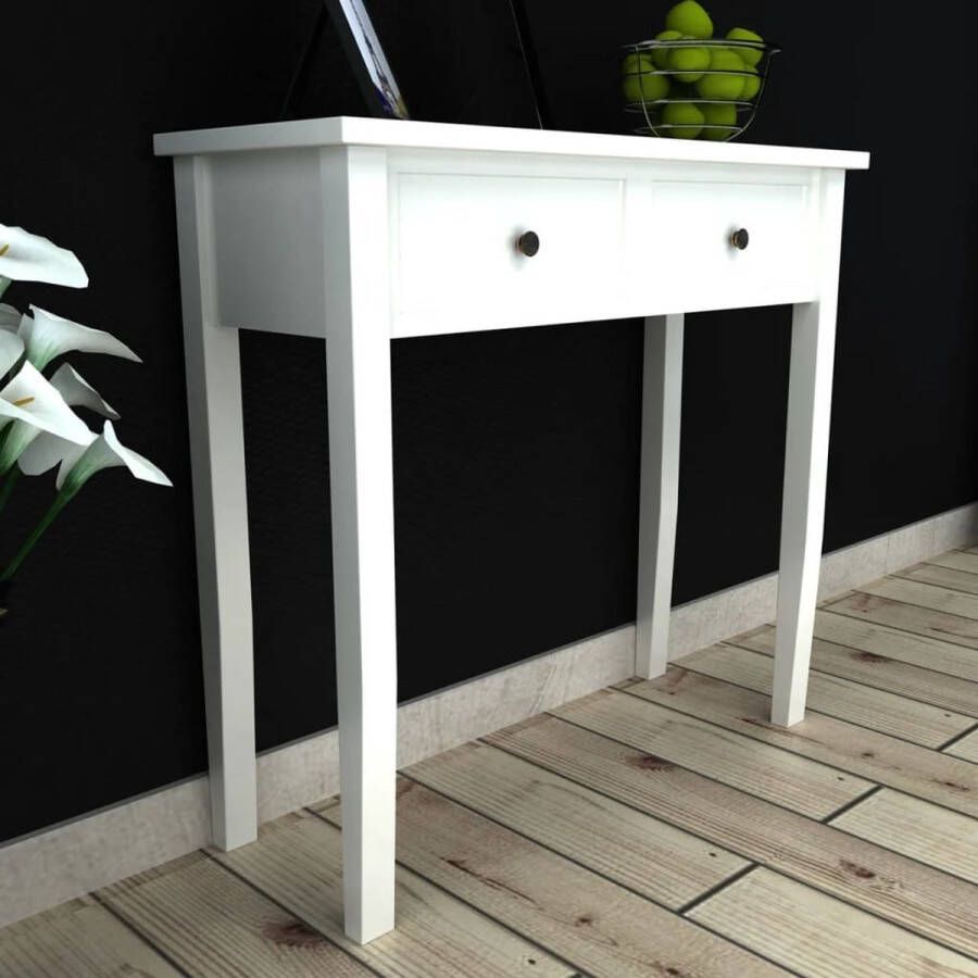 VidaXL Sidetable met twee lades wit 79x30x74 cm