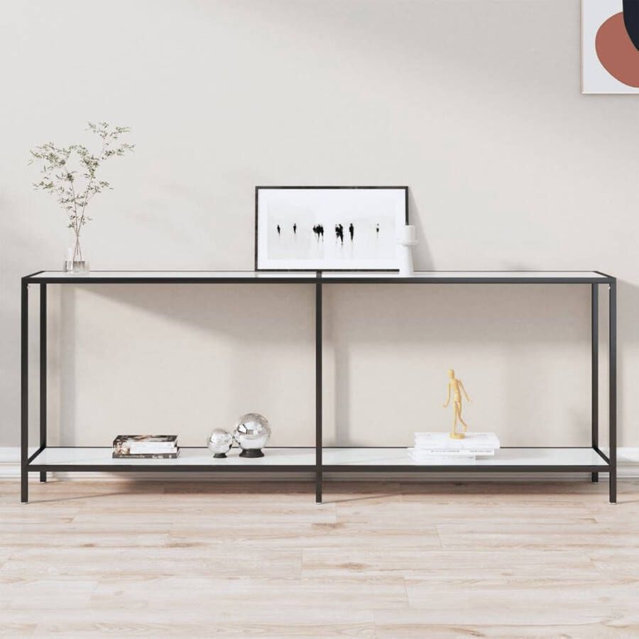 VidaXL Sidetable wit marmer 200x35x75 5 cm gehard glas