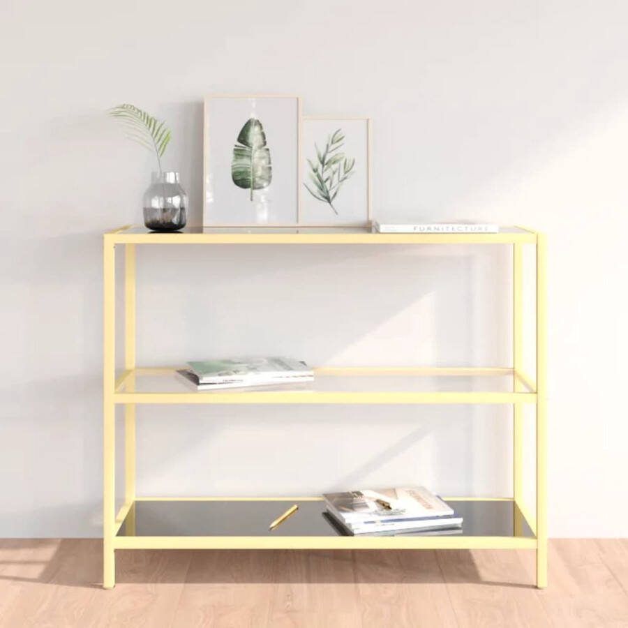 VidaXL Sidetable zwart en transparant 100x36x90 cm gehard glas