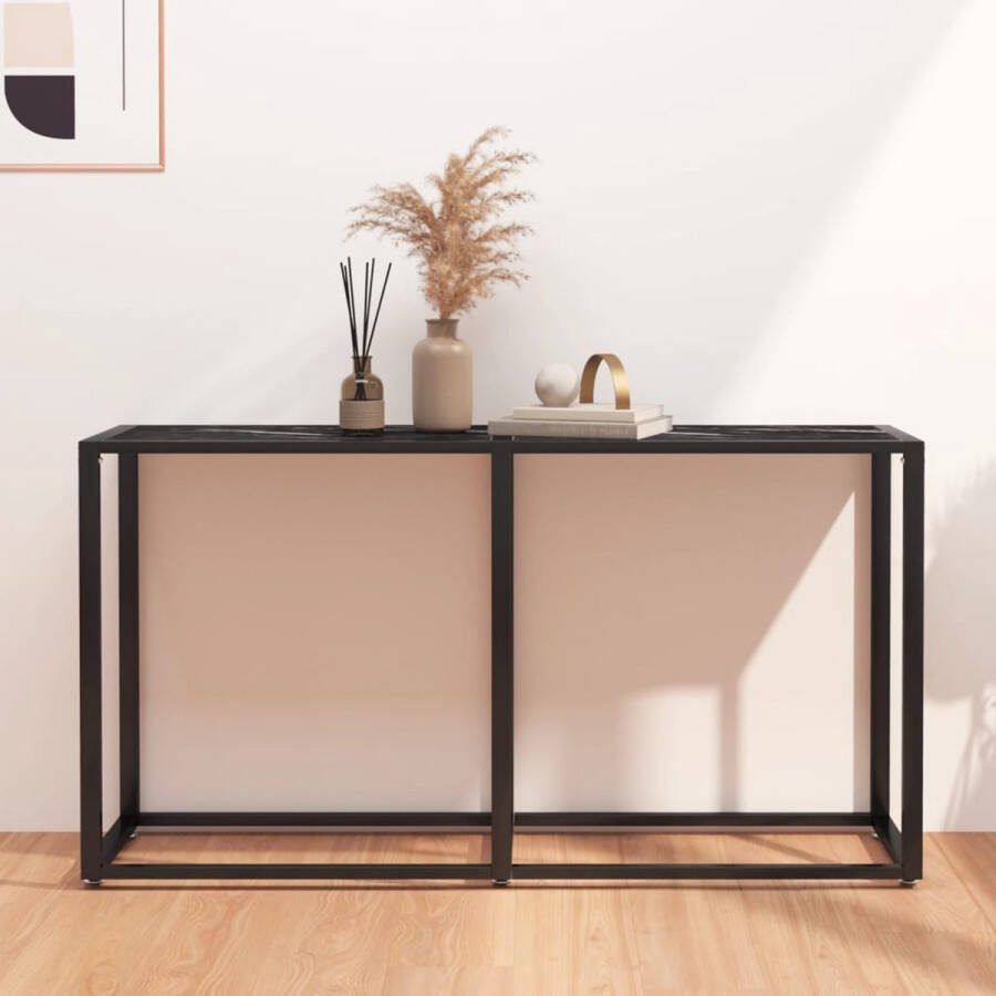 VidaXL Sidetable zwart marmer 140x35x75 5 cm gehard glas