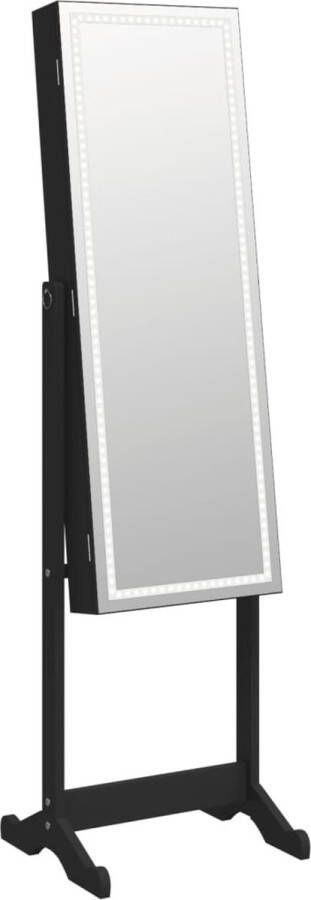 VidaXL -Sieradenkast-met-spiegel-en-LED-verlichting-vrijstaand-zwart