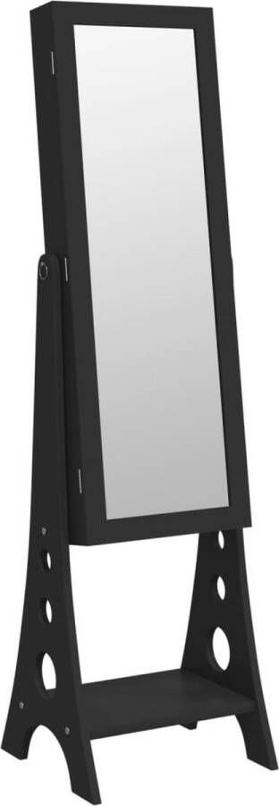 VidaXL -Sieradenkast-met-spiegel-en-LED-verlichting-vrijstaand-zwart