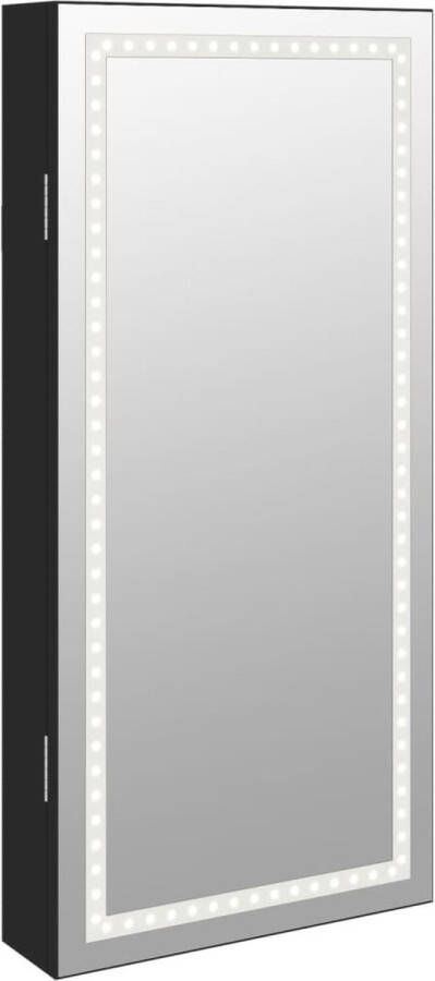 VidaXL -Sieradenkast-met-spiegel-en-LED-wandgemonteerd-zwart