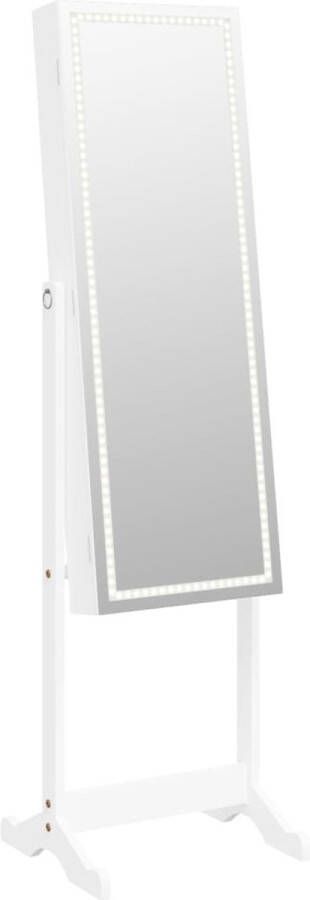 VidaXL -Sieradenkast-met-spiegel-met-LED-verlichting-vrijstaand-wit