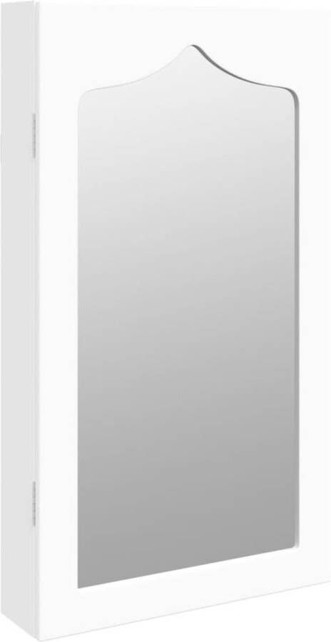 VidaXL -Sieradenkast-met-spiegel-wandgemonteerd-37 5x10x67-cm-wit