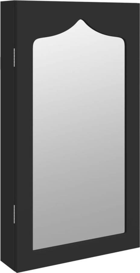 VidaXL -Sieradenkast-met-spiegel-wandgemonteerd-37 5x10x67-cm-zwart