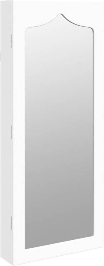 VidaXL -Sieradenkast-met-spiegel-wandgemonteerd-37 5x10x90-cm-wit